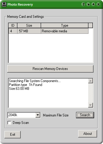Free Photo Recovery Software Screenshot